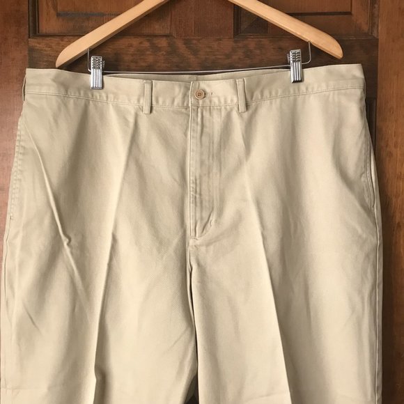 Lands' End Khaki Flat Front Pants Size 42 x 26 - Picture 2 of 13
